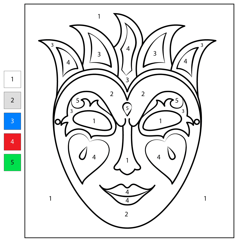 Desenho de Mardi Gras para colorir e imprimir: número 6