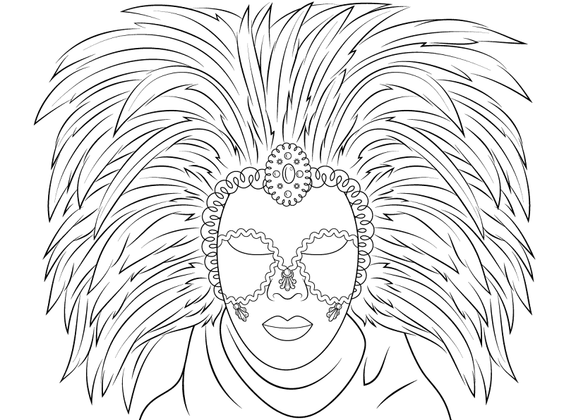 Desenho de Mardi Gras para colorir e imprimir: número 22