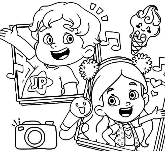 Desenho de Maria Clara e Jp para colorir e imprimir: número 6