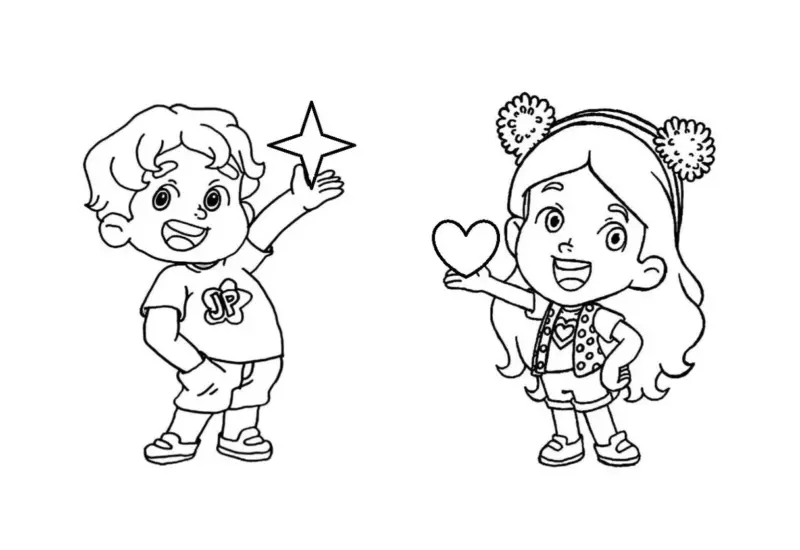 Desenho de Maria Clara e Jp para colorir e imprimir: número 9