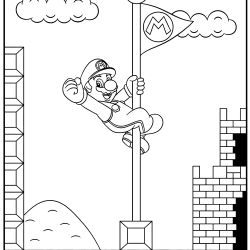 Desenho de Mario Bros para colorir e imprimir: número 3