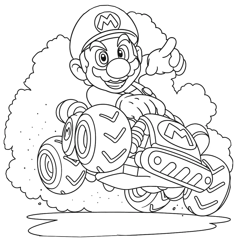Desenho de Mario Bros para colorir e imprimir: número 5