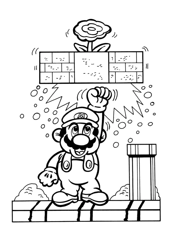 Desenho de Mario Bros para colorir e imprimir: número 13