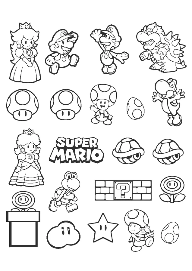 Desenho de Mario Bros para colorir e imprimir: número 24