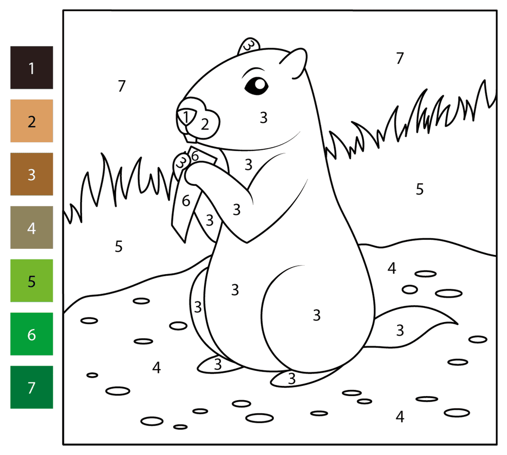 Desenho de Marmotas para colorir e imprimir: número 3