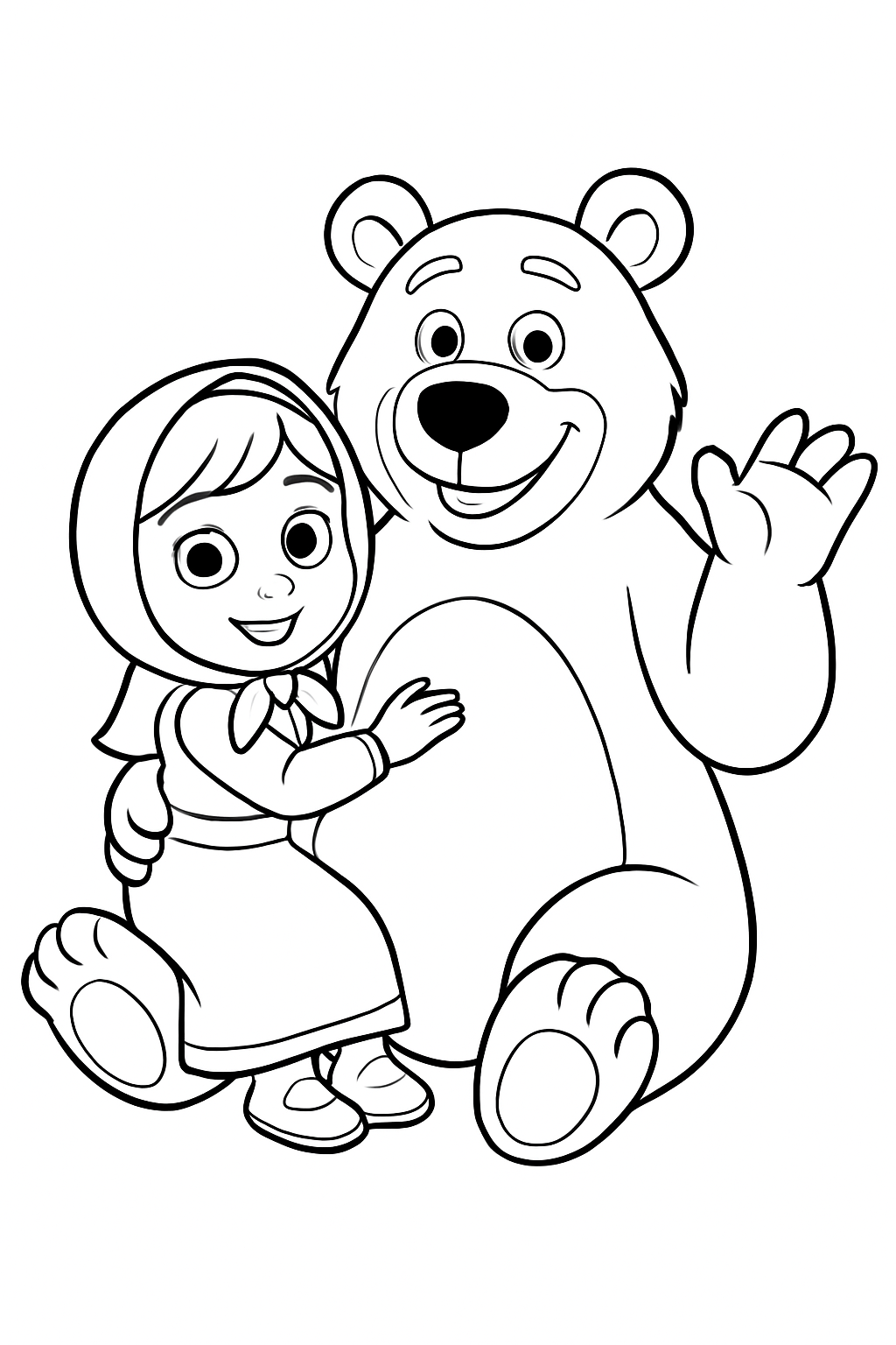 Desenho de Masha e o Urso para colorir e imprimir: número 1