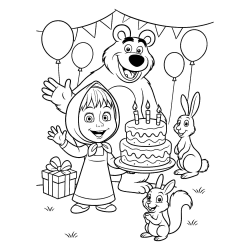 Desenho de Masha e o Urso para colorir e imprimir: número 4