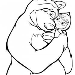 Desenho de Masha e o Urso para colorir e imprimir: número 5