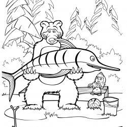 Desenho de Masha e o Urso para colorir e imprimir: número 6