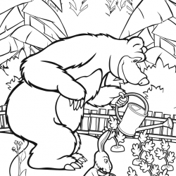 Desenho de Masha e o Urso para colorir e imprimir: número 7