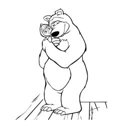 Desenho de Masha e o Urso para colorir e imprimir: número 8