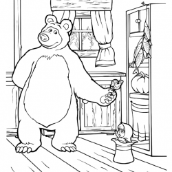 Desenho de Masha e o Urso para colorir e imprimir: número 12