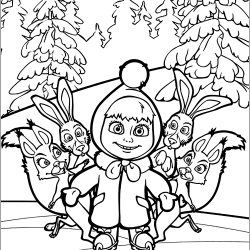 Desenho de Masha e o Urso para colorir e imprimir: número 13