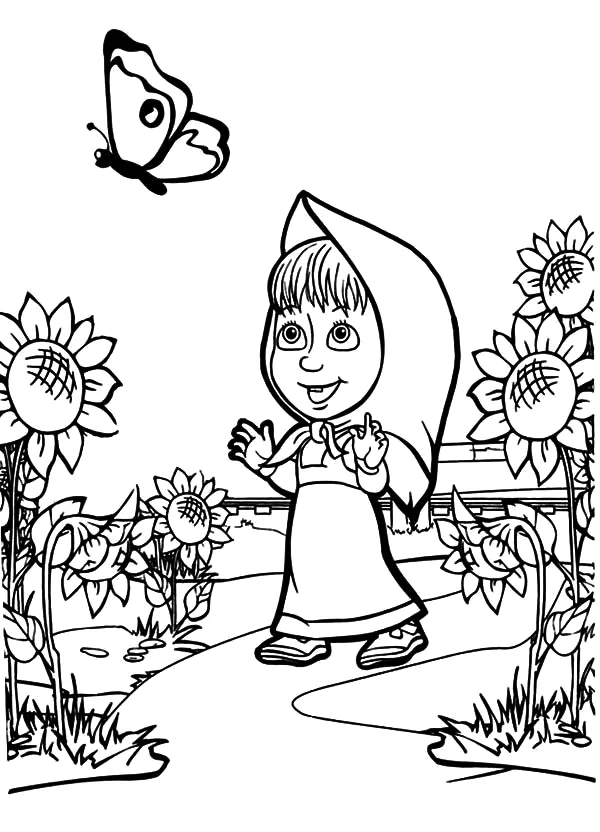 Desenho de Masha e o Urso para colorir e imprimir: número 14