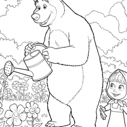 Desenho de Masha e o Urso para colorir e imprimir: número 15