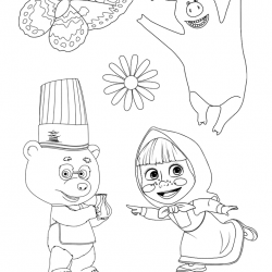 Desenho de Masha e o Urso para colorir e imprimir: número 16
