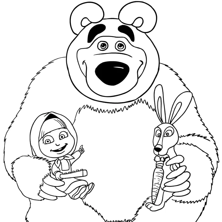 Desenho de Masha e o Urso para colorir e imprimir: número 17