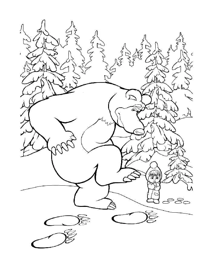 Desenho de Masha e o Urso para colorir e imprimir: número 19