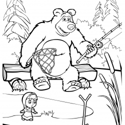 Desenho de Masha e o Urso para colorir e imprimir: número 22