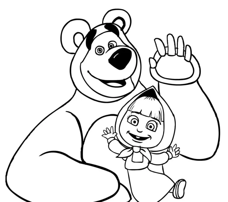 Desenho de Masha e o Urso para colorir e imprimir: número 23