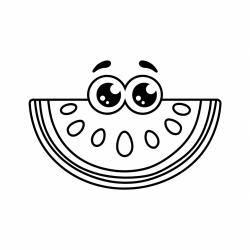 Desenho de Melancia para colorir e imprimir: número 2