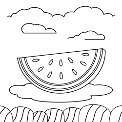 Desenho de Melancia para colorir e imprimir: número 4