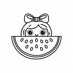 Desenho de Melancia para colorir e imprimir: número 9