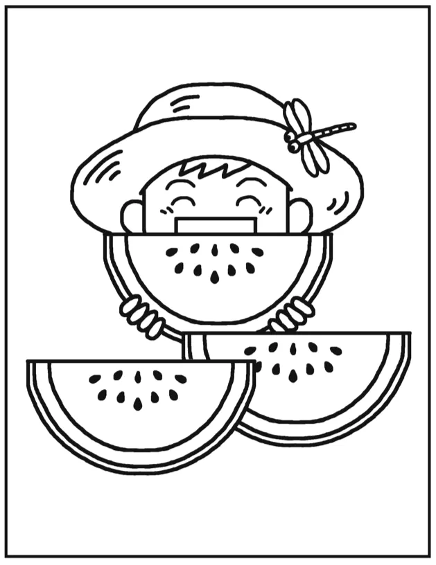 Desenho de Melancia para colorir e imprimir: número 14