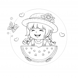 Desenho de Melancia para colorir e imprimir: número 17