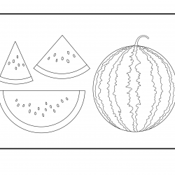 Desenho de Melancia para colorir e imprimir: número 18