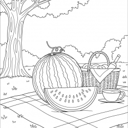 Desenho de Melancia para colorir e imprimir: número 25