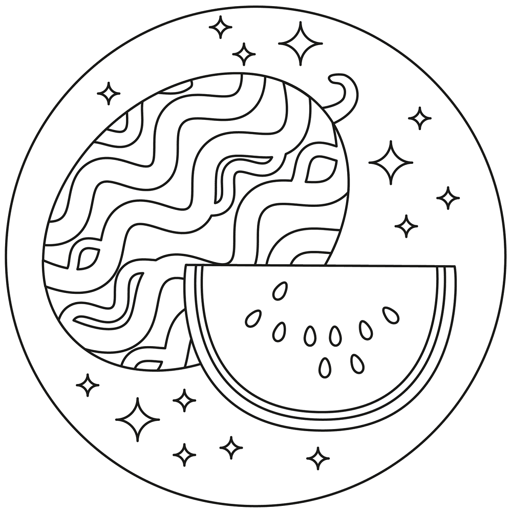Desenho de Melancia para colorir e imprimir: número 26