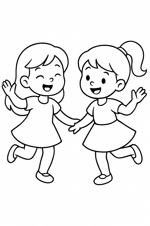 Desenho de Meninas para colorir e imprimir: número 4