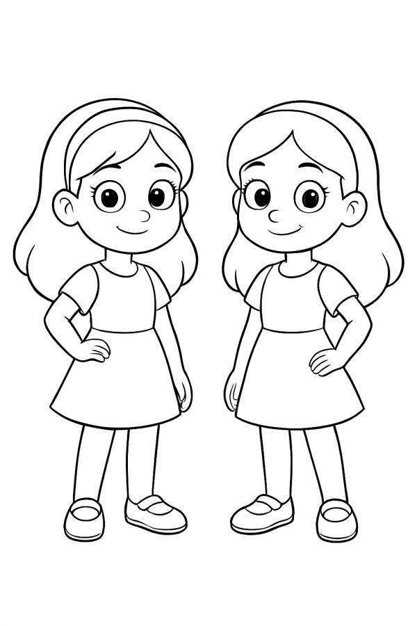 Desenho de Meninas para colorir e imprimir: número 6