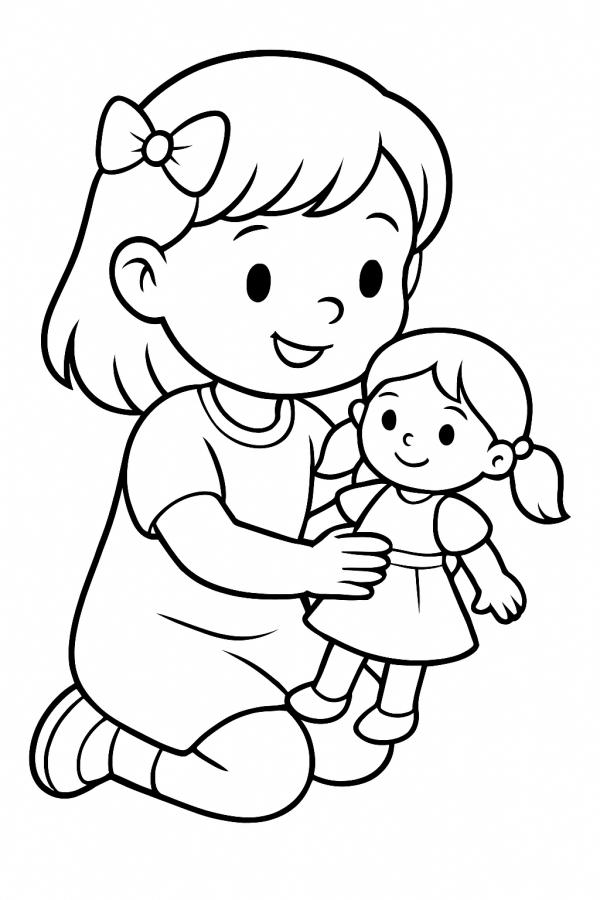 Desenho de Meninas para colorir e imprimir: número 7