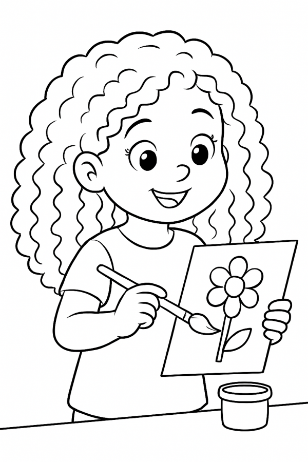 Desenho de Meninas para colorir e imprimir: número 9