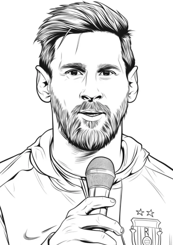 Desenho de Messi para colorir e imprimir: número 3