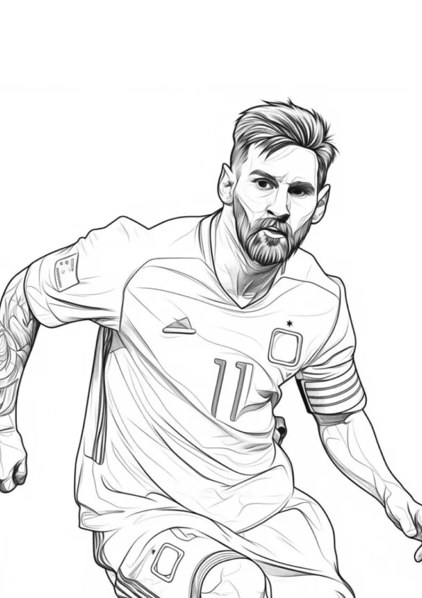 Desenho de Messi para colorir e imprimir: número 4