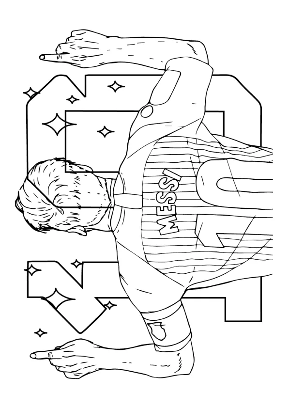 Desenho de Messi para colorir e imprimir: número 6