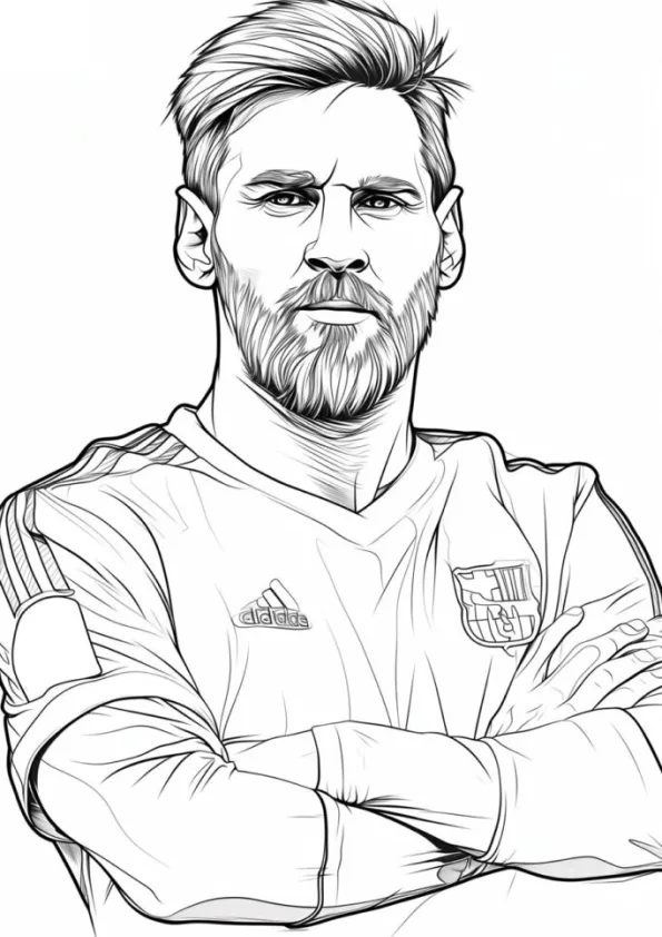 Desenho de Messi para colorir e imprimir: número 7