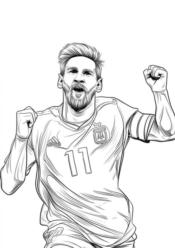 Desenho de Messi para colorir e imprimir: número 8