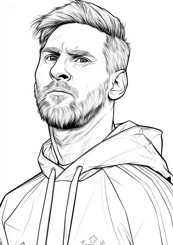 Desenho de Messi para colorir e imprimir: número 9