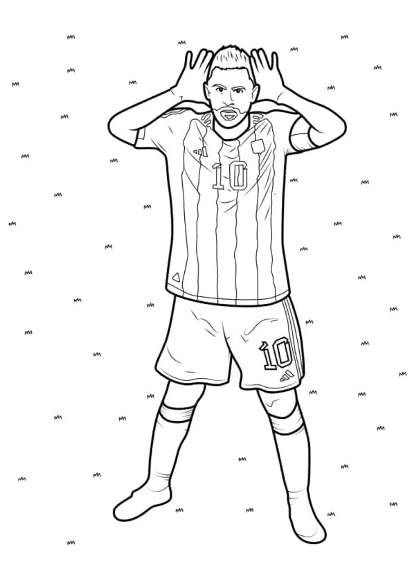 Desenho de Messi para colorir e imprimir: número 12