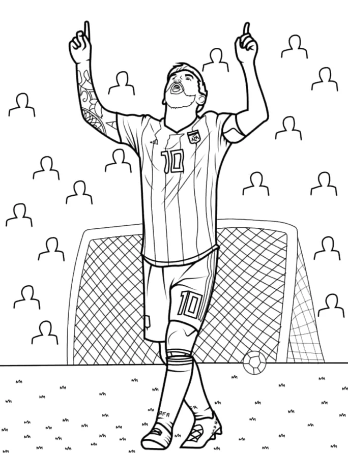 Desenho de Messi para colorir e imprimir: número 14