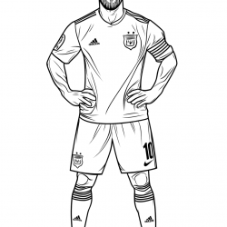 Desenho de Messi para colorir e imprimir: número 16