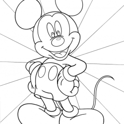 Desenho de Mickey para colorir e imprimir: número 5