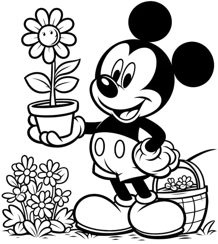 Desenho de Mickey para colorir e imprimir: número 13