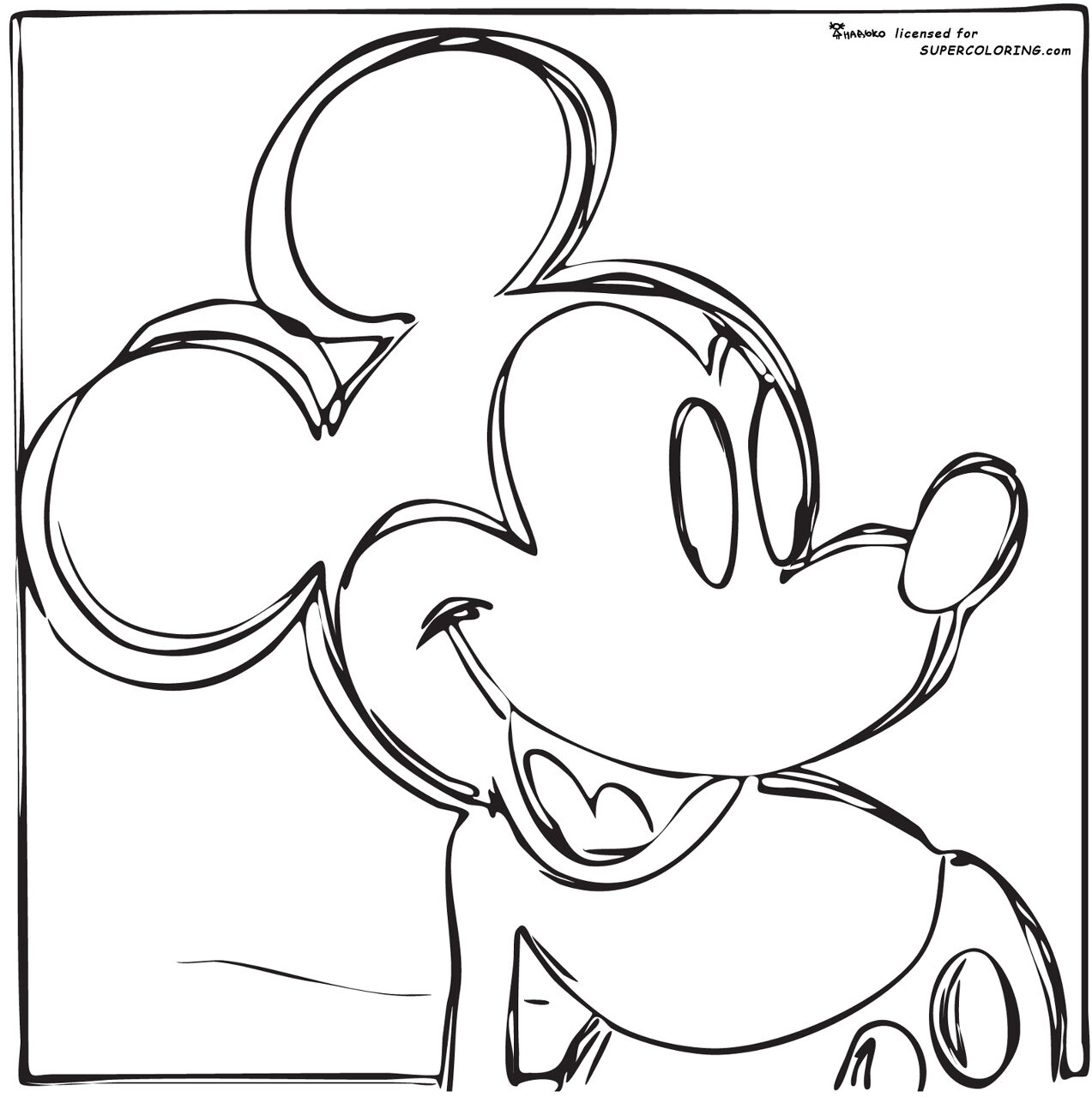 Desenho de Mickey Mouse para colorir e imprimir: número 1
