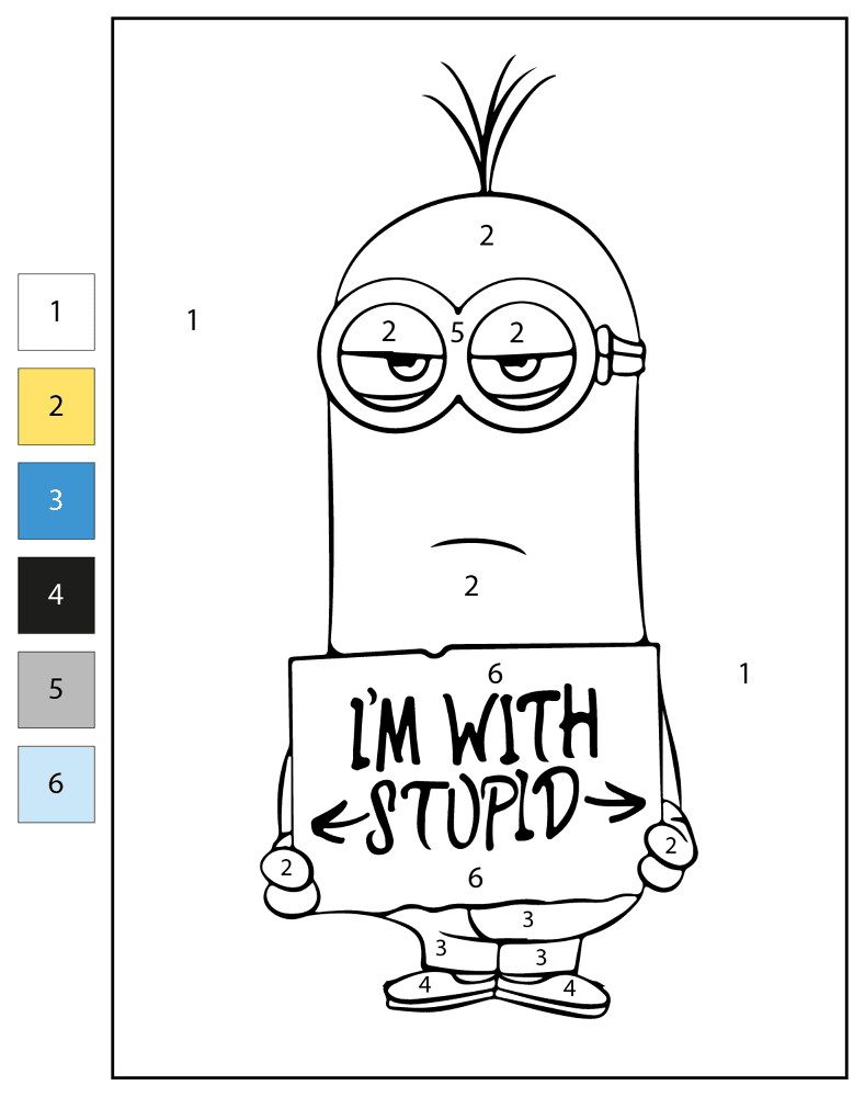 Desenho de Minions para colorir e imprimir: número 1
