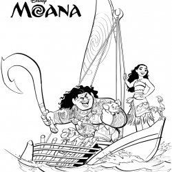 Desenho de Moana para colorir e imprimir: número 1